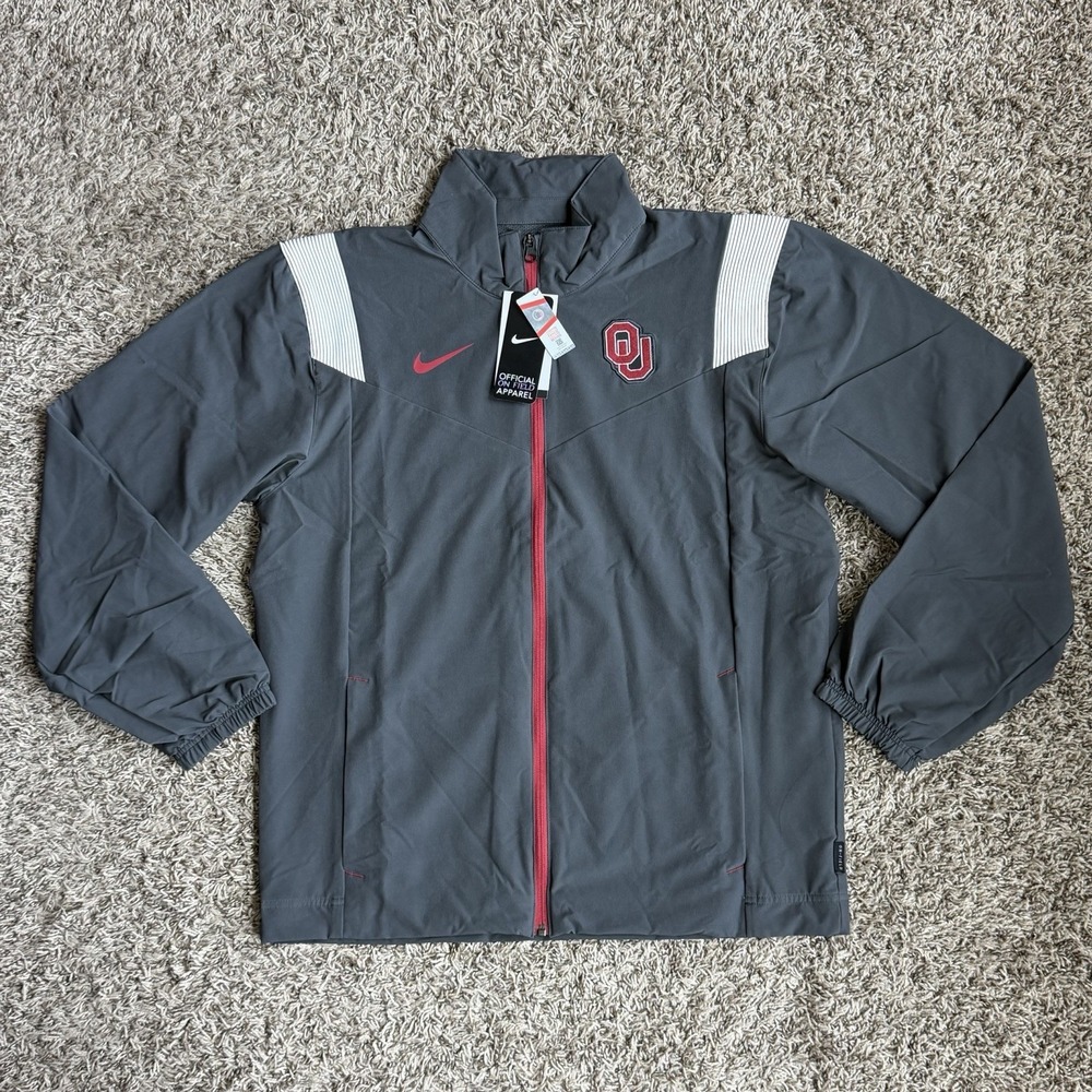 Nike Oklahoma Sooners Therma Zip Up On-Field Jacket Men's Medium Anthracite NEW